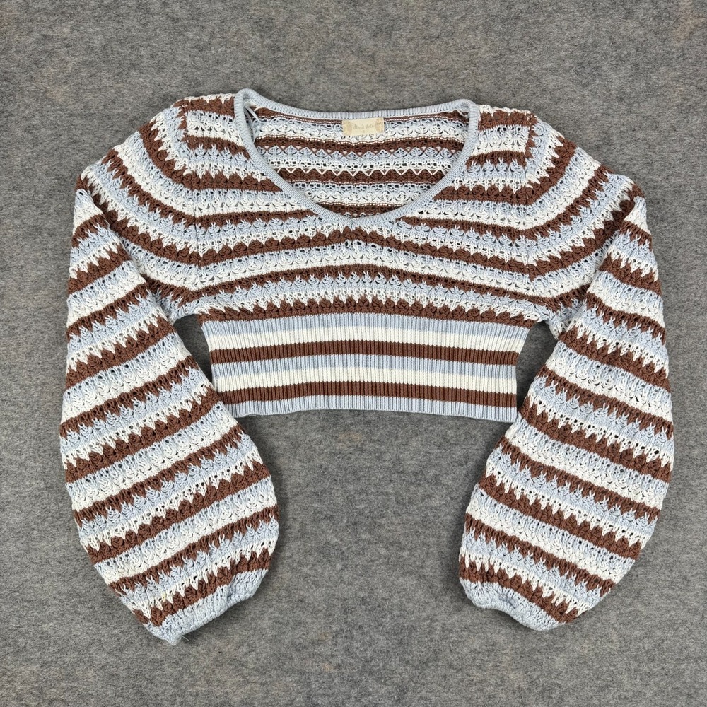 Altar'd State Briella Striped Cropped Knit Sweater Womens Small S *